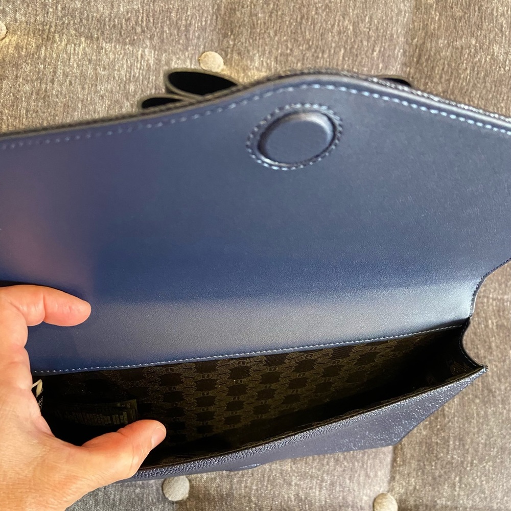 NWT Authentic Navy Ted Baker Krystan Bow Leather Envelope Pouch/bag - Picture 14 of 17